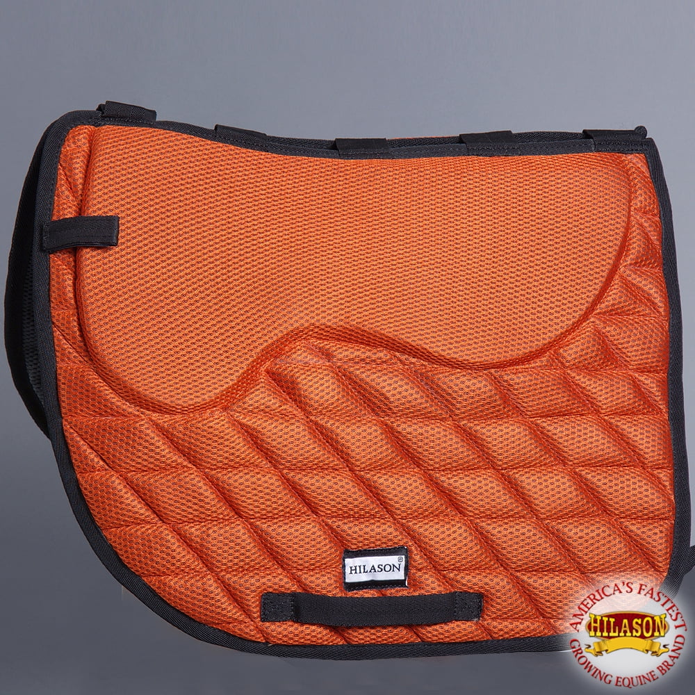 311F- HILASON DRESSAGE MEMORY FOAM ENGLISH SADDLE PAD W ANTI SLIP BASE ORANGE by HILASON