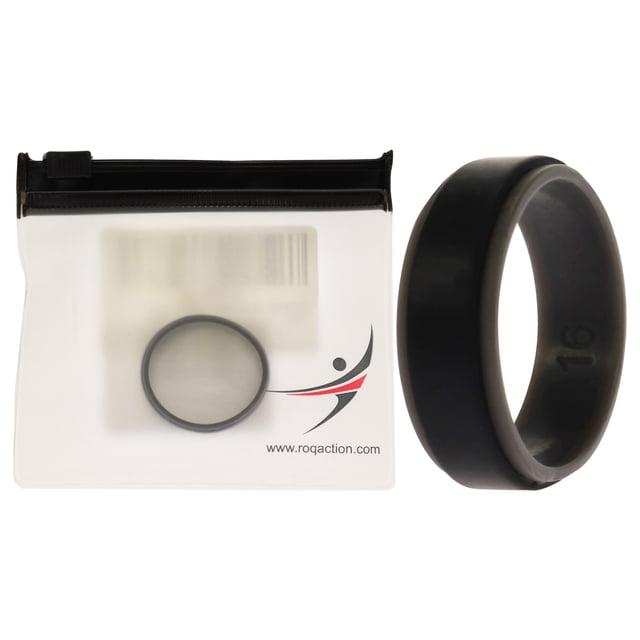 Anillo de boda de silicona con 2 capas - Gris-Negro de ROQ para hombre - Anillo de 16 mm