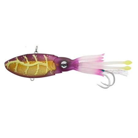 Nomad Design Squidtrex Fishing Lure with Patented Technology Vibration Design - TPE Soft Plastic BKK Assist Hooks Squid Lure - 110 Vibe 4 1/3 - 1 3/4oz Purple Bandit