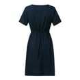 thumbnail image 7 of ZZwxWA Sexy Dress for Women Party Womens Holiday V Neck Short Sleeve Flowy Ruffle Mini Dress for Women Summer Solid Color Buttons Down Casual Dress, 7 of 7