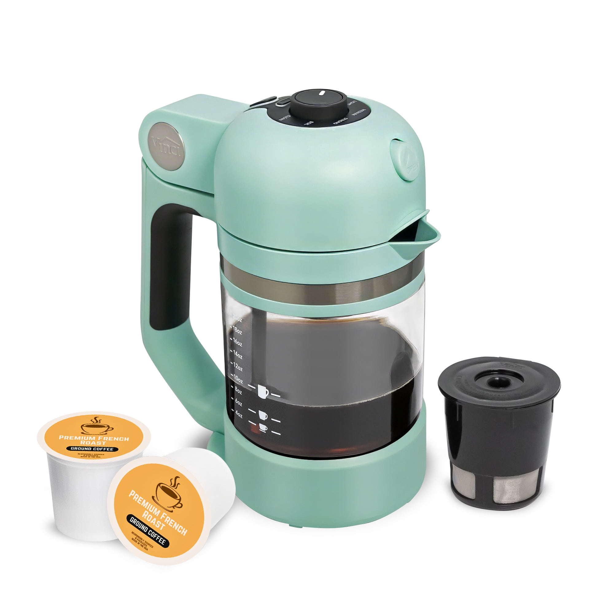 VINCI Micro Café Single-Serve Coffee Brewer | Compatible with Keurig K-Cups, K-Pods | Compact, Portable | Enclosed Brewing for Hotter Coffee | Large Capacity Reusable Filter Cup Included