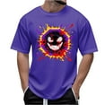 thumbnail image 2 of Tdoqot Mens Halloween Graphic T-shirt- Funny Short Sleeve Crewneck Ghost Tees Purple Size 2XL, 2 of 5