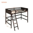 thumbnail image 2 of Kumix Loft Bed Twin Size, Wood Loft Bed with Full Length Guardrail and Inclined Ladder for Teens Adults, Heavy Duty Loft Bed for Bedroom, Dorm, Spacious Under Bed Space, Noise-Free, Espresso, 2 of 7