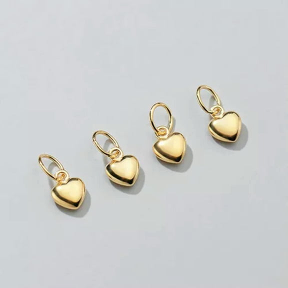QQTDFG 925 Sterling Silver TINY Love Heart DIY Dangle Charm A2291-Gold-1 charm
