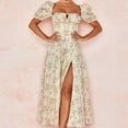 thumbnail image 2 of Leutsin Robe Longue Décontractée en Mousseline pour Femmes à Imprimé Floral, à Manches Courtes, Fendue, 2 of 8