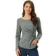 thumbnail image 1 of Blusa básica de manga larga con cuello redondo y frente giratorio para mujer Gris Oscuro L, 1 of 6