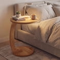 thumbnail image 4 of Costway 2 PCS Round C-shaped Side Table, 24" Solid Teak Wood End Table with Thickened Top, 4 of 9