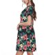 thumbnail image 2 of Balery Green Tropical Leaves Vestidos sueltos de manga corta para mujer, vestidos de verano 2025, vestidos casuales de corte A con vuelo., 2 of 6