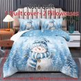 thumbnail image 3 of Yspwyqan Blue Winter Snowman King Size Comforter Set, Soft Fluffy 3 Piece Bedding Set for Christmas Holiday Bedroom, Includes 1 Comforter and 2 Matching Pillow Shams, 3 of 7
