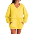 thumbnail image 6 of larppty V Neck Sweatshirt Women Pocket No Hood Oversized Pullover Casual Soft Long Sleeve Tops With Pockets Fall Fashion (Yellow, S), 6 of 7