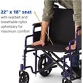 thumbnail image 5 of Medline Heavy Duty Transport Chair supports up to 500 lbs., Bariatric Transport Wheelchair, 22" x 18" seat, Blue Frame, 5 of 7