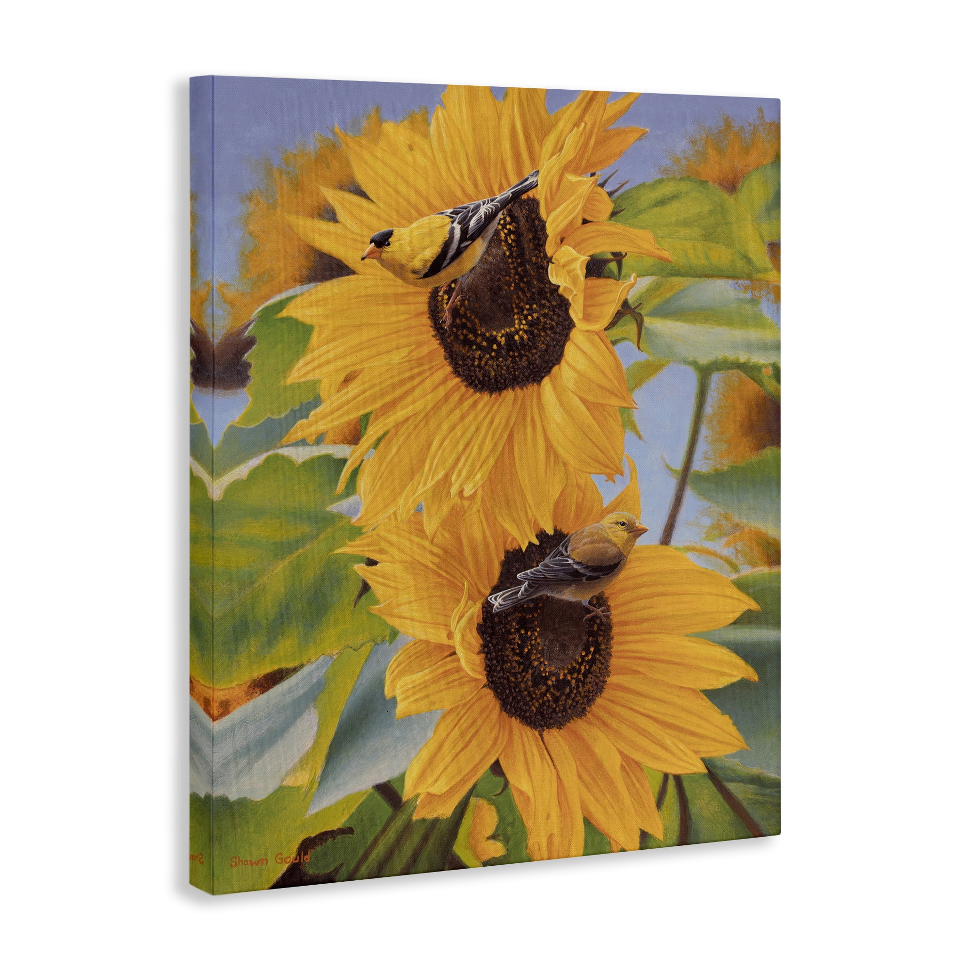 Stupell Industries Yellow Bird & Sunflowers Plants & Flowers Photography Wrapped Canvas Art Print Wall Art, 24 x 30