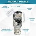 thumbnail image 4 of 40 oz Insulated Stainless Steel Tumbler Double Wall Stainless Steel Tumbler with 2-Way Drinking Ink Wash Style Roses, 4 of 9