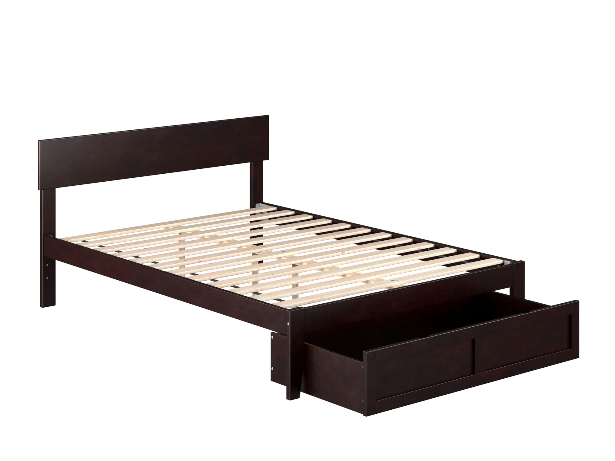 AFI Boston 14" Full Wood Platform Bed Frame with Foot Drawer Storage, Espresso