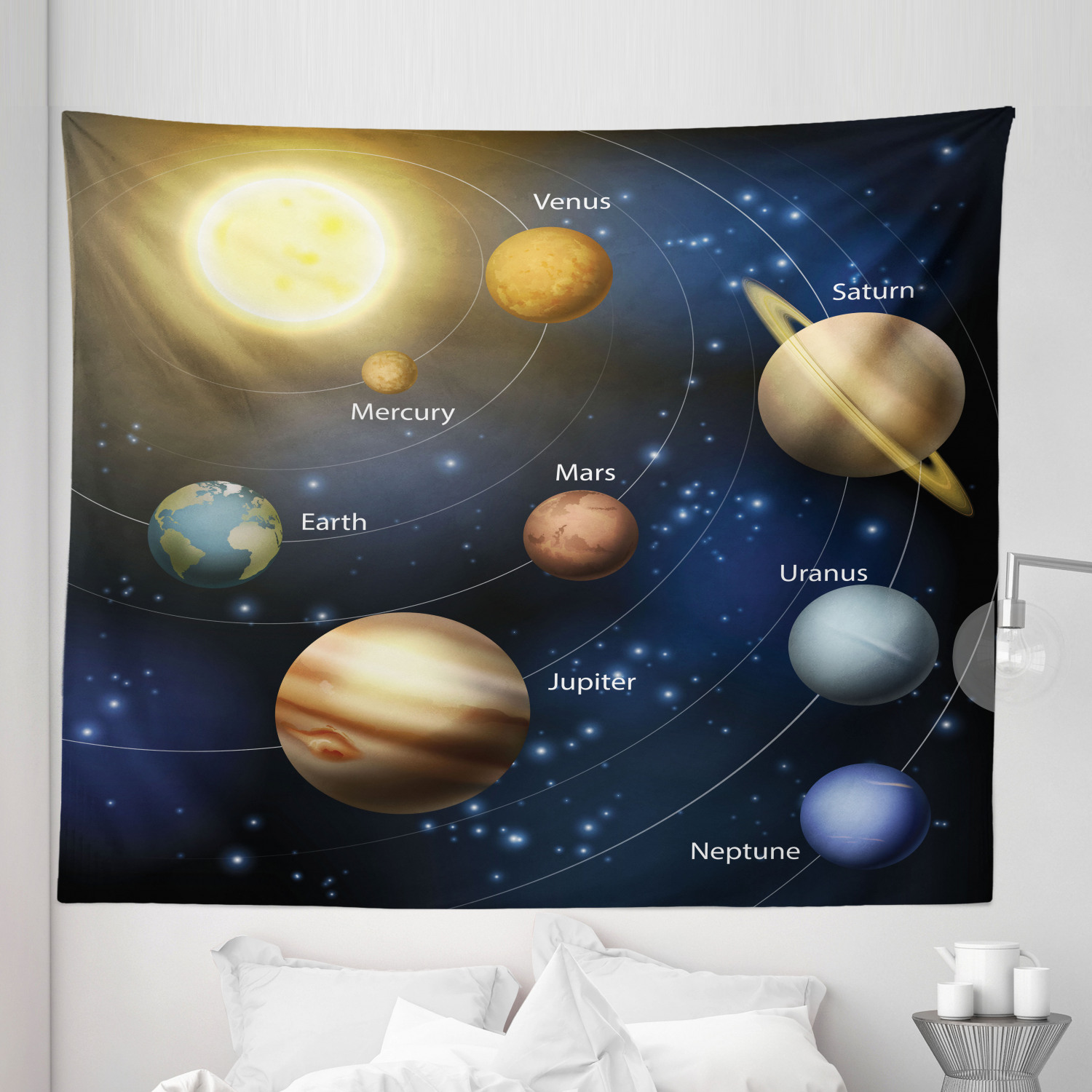 Space Tapestry, Realistic Illustration of Solar System Sun Planets ...