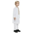 thumbnail image 5 of Kwasome Outfits For Boys Girls Round Long Sleeves Robe Suit Ational Middle Teenage Embroidered Robe Suit Arab Children'S Wear Out Wear White Daily Wear 13-14 Years, 5 of 6