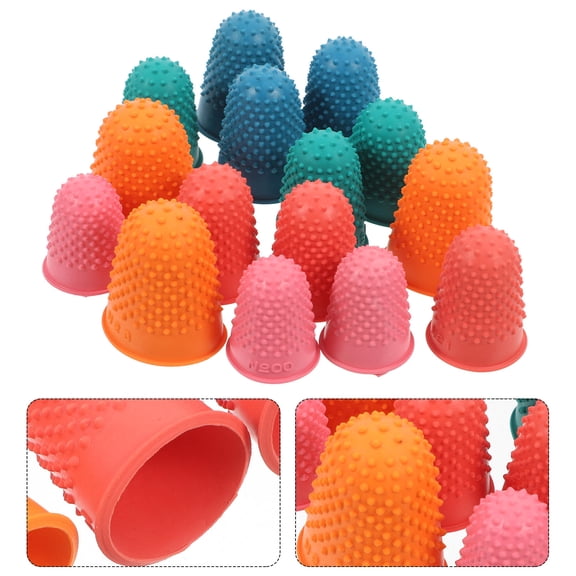 ETEREAUTY 15Pcs Rubber Finger Tip Covers Assorted Colors for Money Counting Writing and Sorting