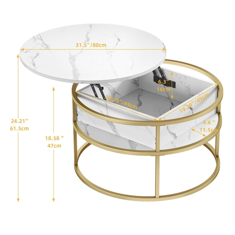White and gold lift sale top coffee table