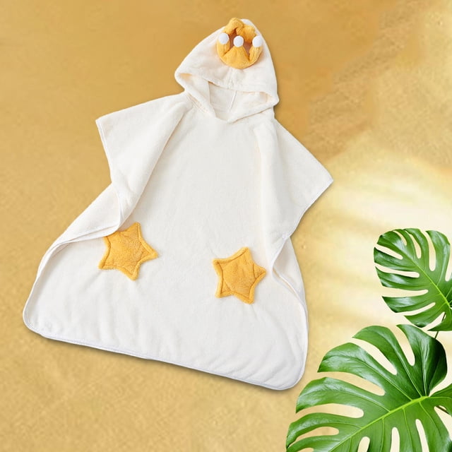 Albornoz con capucha para bebé, accesorios envolventes para bebé, lavado a máquina, suave y cómodo, transpirable, toalla absorbente encantadora, capa , Blanco Talla L Hugo Toallas Con Capucha