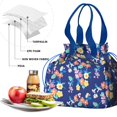 thumbnail image 4 of Pioneer Flower Floral Print Pattern Drawstring Lunch Bag Women - Drawstring Lunch Bag Insulated for Work Office - Stain-Resistant Large Lunchbags for Women with Multi-Pockets, 4 of 6