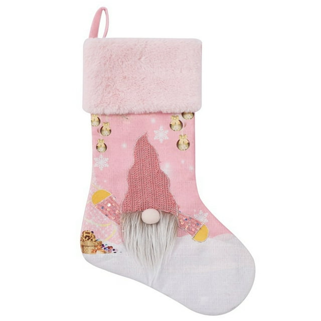 Christmas Stocking Soft Handmade Light up Holiday Hanging Sock Gnome Stocking
