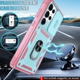 thumbnail image 6 of Jshru for Samsung Galaxy S25 Ultra Case with Slide Camera Cover | 2Pcs Screen Protector, 360°Rotation Ring Kickstand Drop Protector Cover for Galaxy S25 Ultra, Mint, 6 of 7