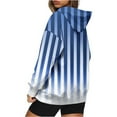 thumbnail image 4 of Plus Size Striped Hoodies for Women Drop Shoulder Long Sleeve Drawstring Oversize Fit Pocket Hooded Sweatshirt Tops (S, Blue 01), 4 of 5