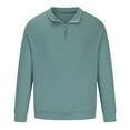 thumbnail image 4 of Txeol Mens Quarter Zip V Neck Sweaters Long Sleeve Solid Color Knitted Pullover Fall Winter Warm Pullover Tops,Green,L, 4 of 6