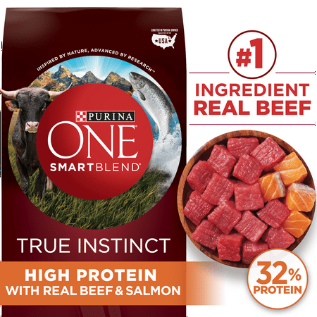 Purina ONE Natural, High Protein Dry Dog Food, SmartBlend True Instinct With Real Beef & Salmon - 27.5 lb. (Best High Energy Dog Food)
