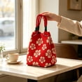 thumbnail image 3 of Yomiee Sakura Floral Knit Mini Tote Handbag for Women, Lightweight Braided Rope Handle Small Hand Bag with Magnetic Snap, Cherry Print Casual Purse for Daily Shopping Beach Vacation Outdoor Daily, 3 of 6