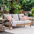 thumbnail image 3 of Cambridge Casual  Leon Teak Outdoor Deep Seating Sofa Natural Teak/Beige Cushion, 3 of 5
