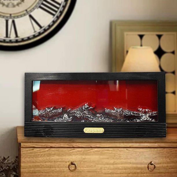 Lámpara LED para chimenea con efecto llama, luz rectangular creativa para chimenea, decoración del hogar para repisa, sala de estar y bar. Negro
