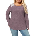 thumbnail image 2 of NISVIYA Women's Plus Size Tops Lace Lightweight Sweaters Ribbed Knit Cozy Flattering Pullover Shirts Light Purple, 2 of 6