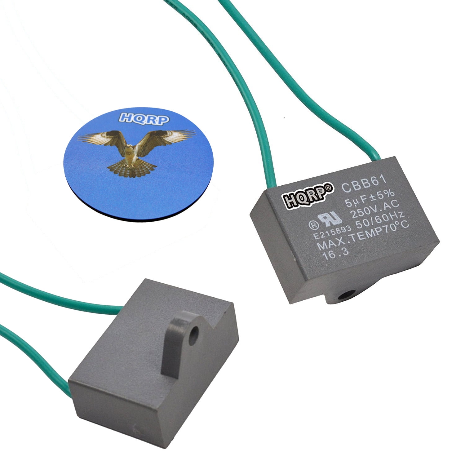 Hqrp Ceiling Fan Capacitor Cbb61 5uf 2 Wire Plus Hqrp