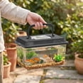 thumbnail image 5 of Portable Clear Plastic Terrarium Small Animal Fish Reptile Carrier Habitat Ventilated Lid Desk Countertop Travel Cage Lightweight Temporary Home, 5 of 8
