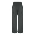 thumbnail image 4 of Gray Linen Pants Women Linen Wide Leg Pants Women Summer Casual Drawstring Elastic High Waist Trousers Beach Trendy Palazzo Pant Trousers with Pockets Womens Trousers, 4 of 6