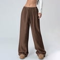 thumbnail image 5 of YOIAVAIOY Women's Wide Leg Beach Pants Elastic Waist Lightweight Pant Casual Flowy Palazzo Lounge Trousers with Pockets Coffee S, 5 of 10