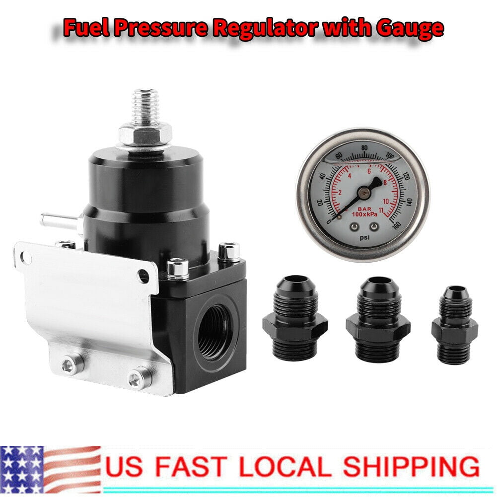 Universal Car Adjustable Fuel Pressure Regulator Kit with 0160psi Gauge AN8 US