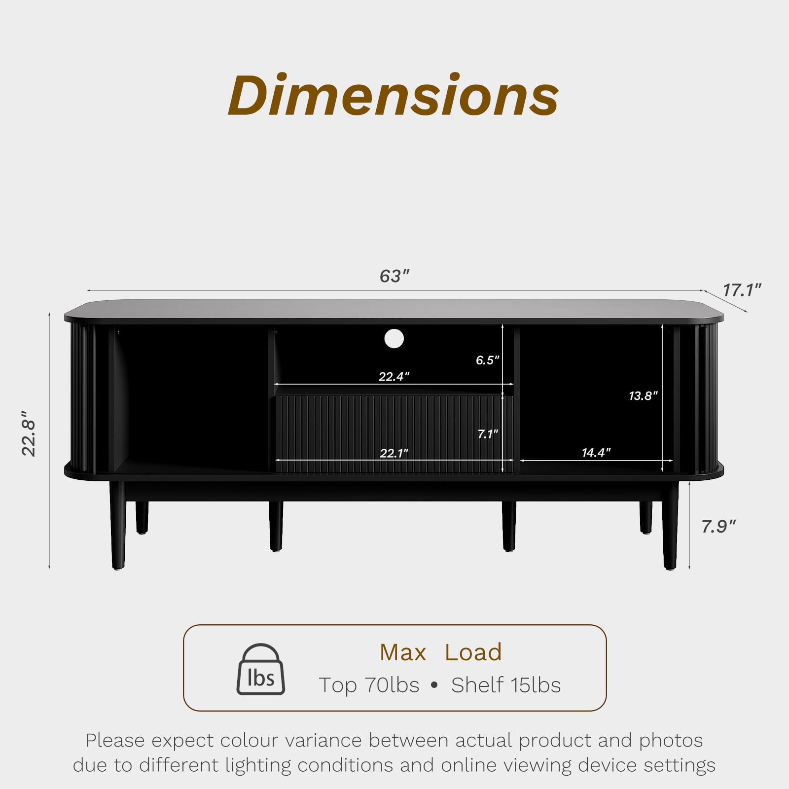 FURNIWAY Modern TV Stand with Storage, Entertainment Center up to 70 Inches
