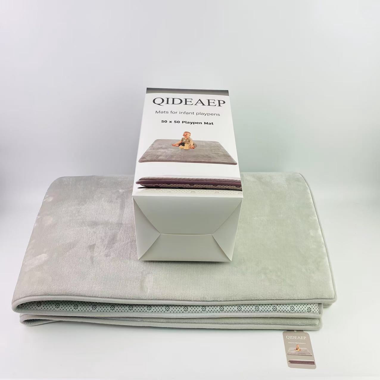 QIDEAEP Mats for infant playpens,50 x 50 Playpen Mat,Tummy Time Foam Mat,Ultra Soft Support & Plush Feel,Grey