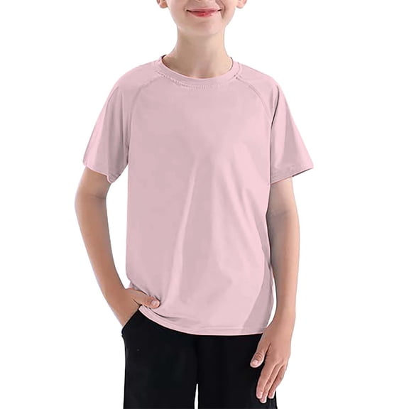 EnJoCho Kids Cotton Plain T-Shirt Lightweight T Shirt Short Sleeve Boys Girls Tee Tops Classic Casual Shirts for Age 3-14 Years