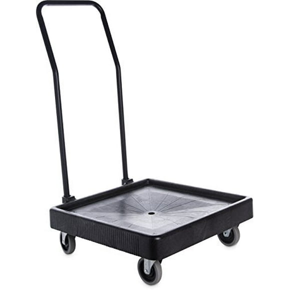 Carlisle FoodService Products E-Z Glide Plastic Hand Truck, Dolly with Drain for Restaurant Wash Racks, Black
