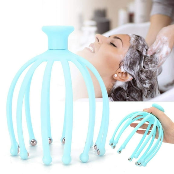 Claw Head Massager Hand Held SPA Scalp Massager Stress Relief Hair Therapy Rolling Ball Scalp Massage Machine for Office Home SPA (Blue)