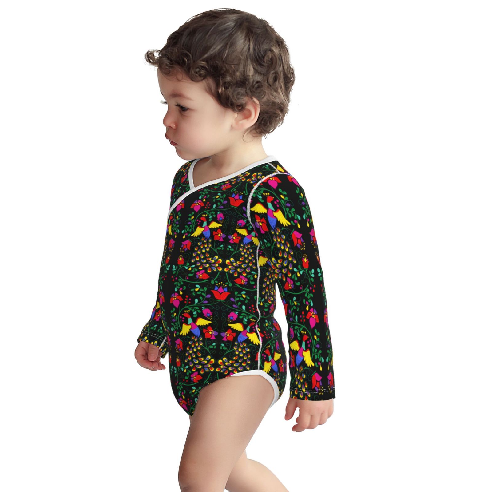 Xecao Mexican Flower 2 Print Baby unisex-baby Cotton Long-sleeve Bodysuits-3 Months