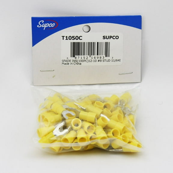 T1050C Insulated Spade Fork Terminals | 12-10 gauge | 100 pcs