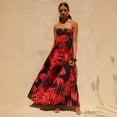 thumbnail image 3 of Printed strapless loose-fitting heavy-duty pleated long dress for women, 3 of 6