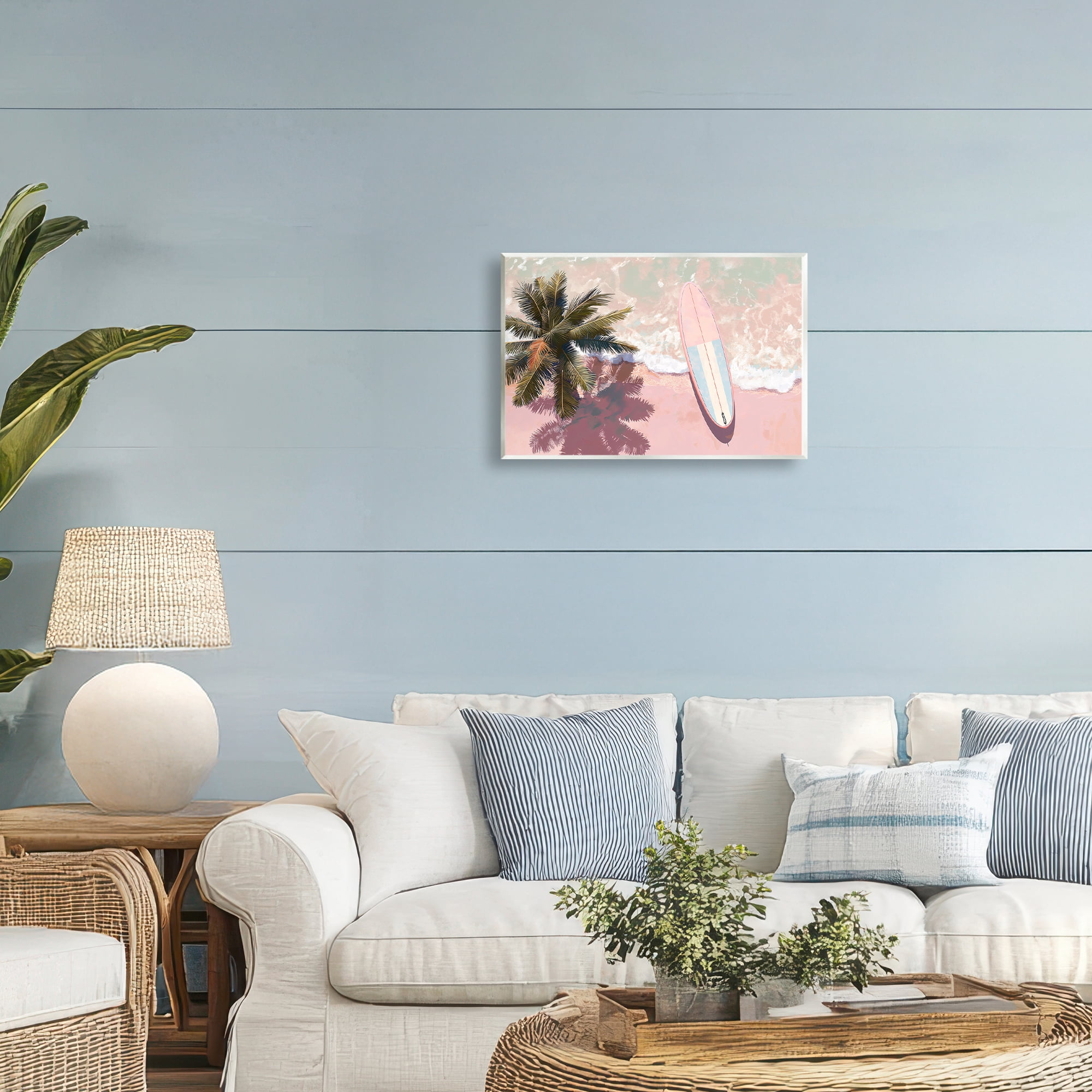 Stupell Industries Blush Pink Surfboard & Palm Wall Plaque Art, design by Jacky Ngan