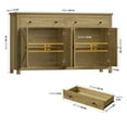 thumbnail image 2 of Homfa Buffet de Cuisine Style Ferme, Armoire Buffet en Bois à 4 Portes et 2 Tiroirs avec Tablettes Ajustables, Brun, 2 of 7