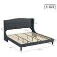 Homfa King Bed Frame, 6.3" H Modern Velvet Bed Frame with WingBack
