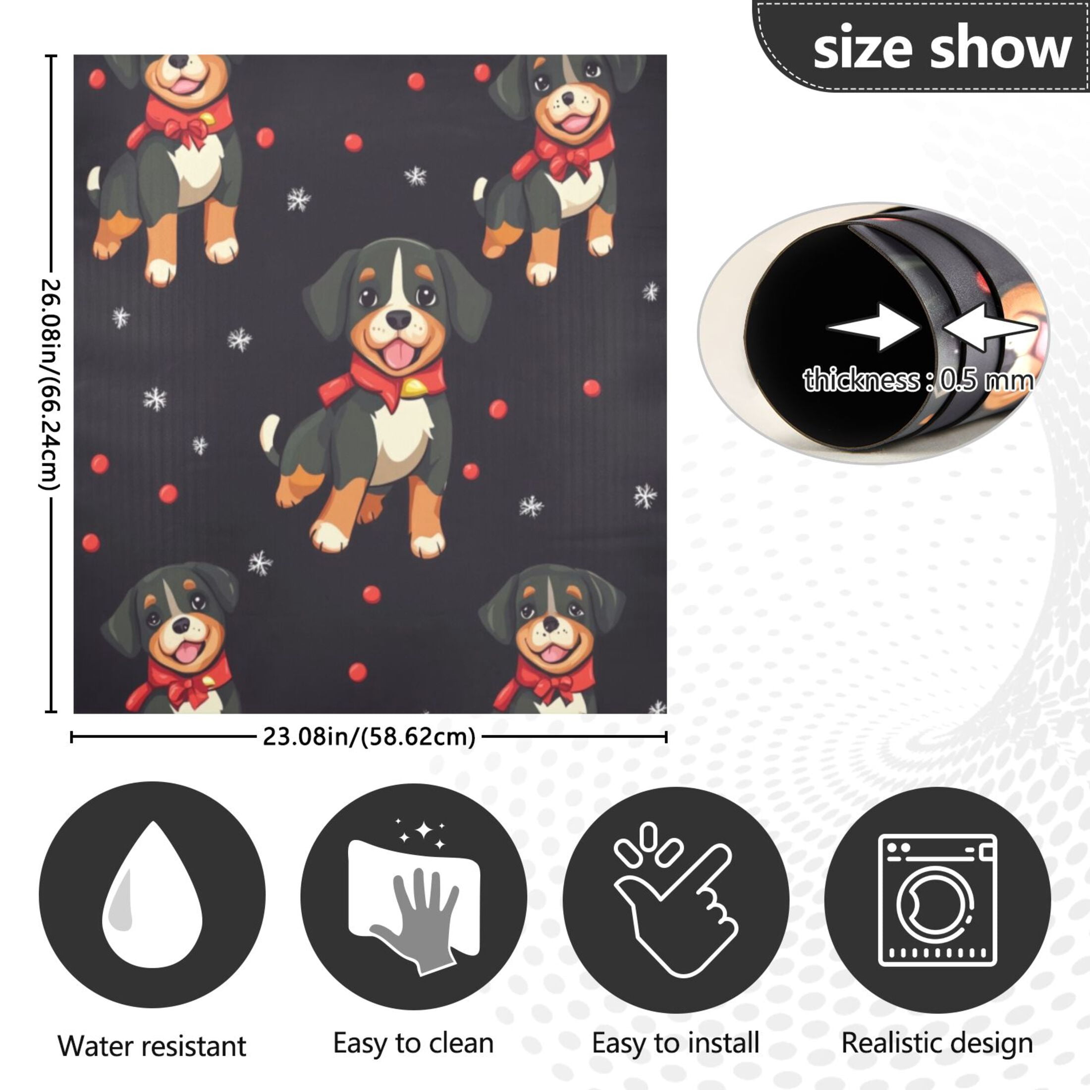 Dishwasher Magnetic Sticker 23x26 Inch Refrigerator Magnetic Sticker Washing Machine Magnetic Sticker Kitchen Panel Magnetic Sticker Home Decor Little Black Christmas Dog